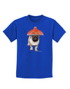 Pug Dog with Pink Sombrero Childrens Dark T-Shirt by TooLoud-Childrens T-Shirt-TooLoud-Royal-Blue-X-Small-Davson Sales