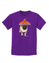 Pug Dog with Pink Sombrero Childrens Dark T-Shirt by TooLoud-Childrens T-Shirt-TooLoud-Purple-X-Small-Davson Sales