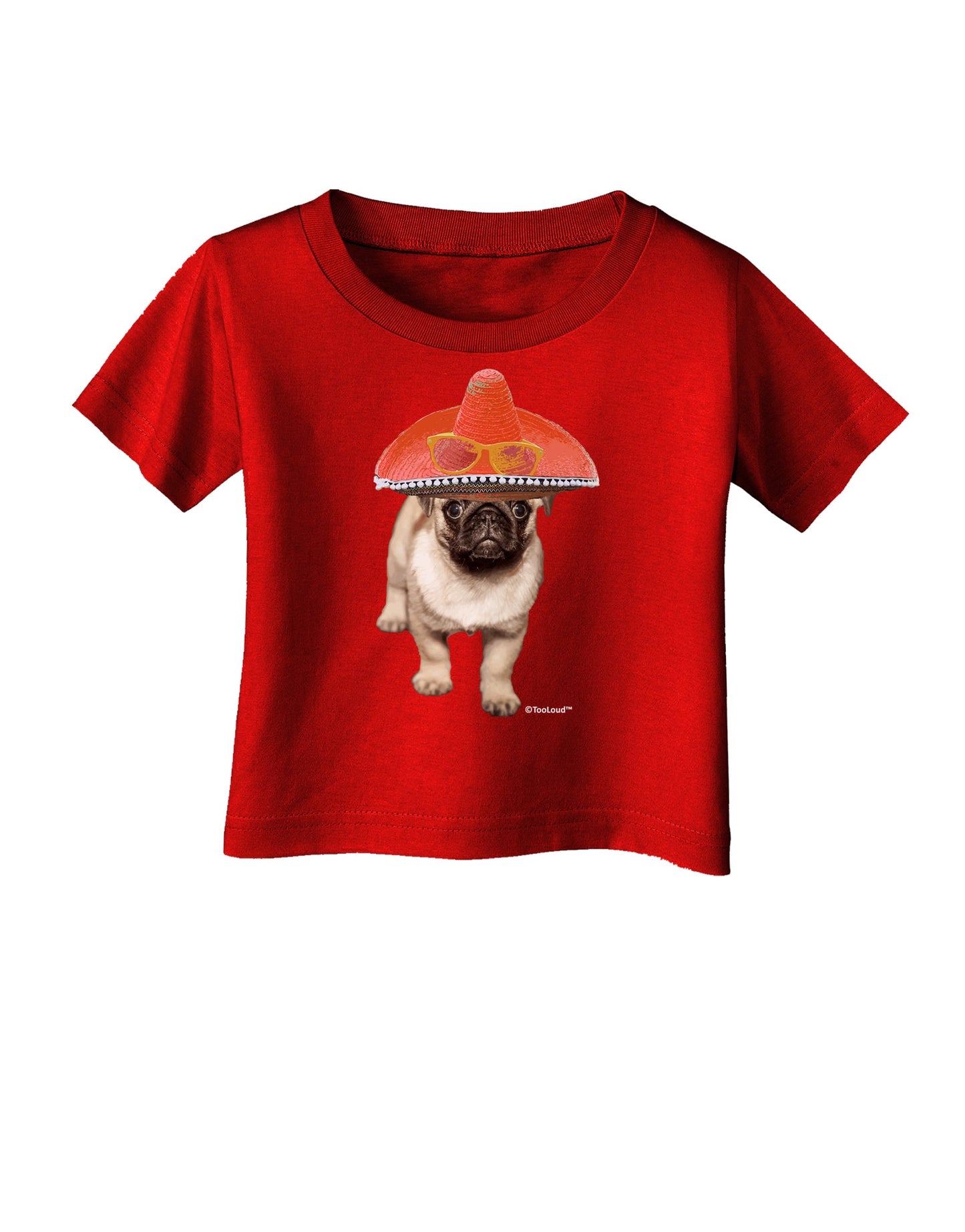 Pug Dog with Pink Sombrero Infant T-Shirt Dark by TooLoud-Infant T-Shirt-TooLoud-Red-06-Months-Davson Sales