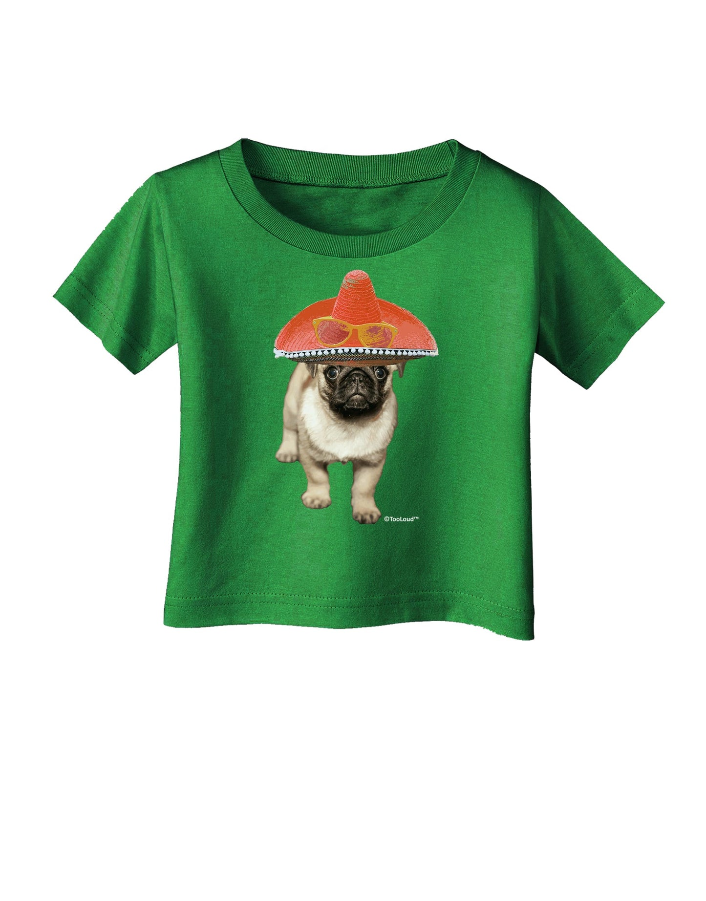 Pug Dog with Pink Sombrero Infant T-Shirt Dark by TooLoud-Infant T-Shirt-TooLoud-Clover-Green-06-Months-Davson Sales