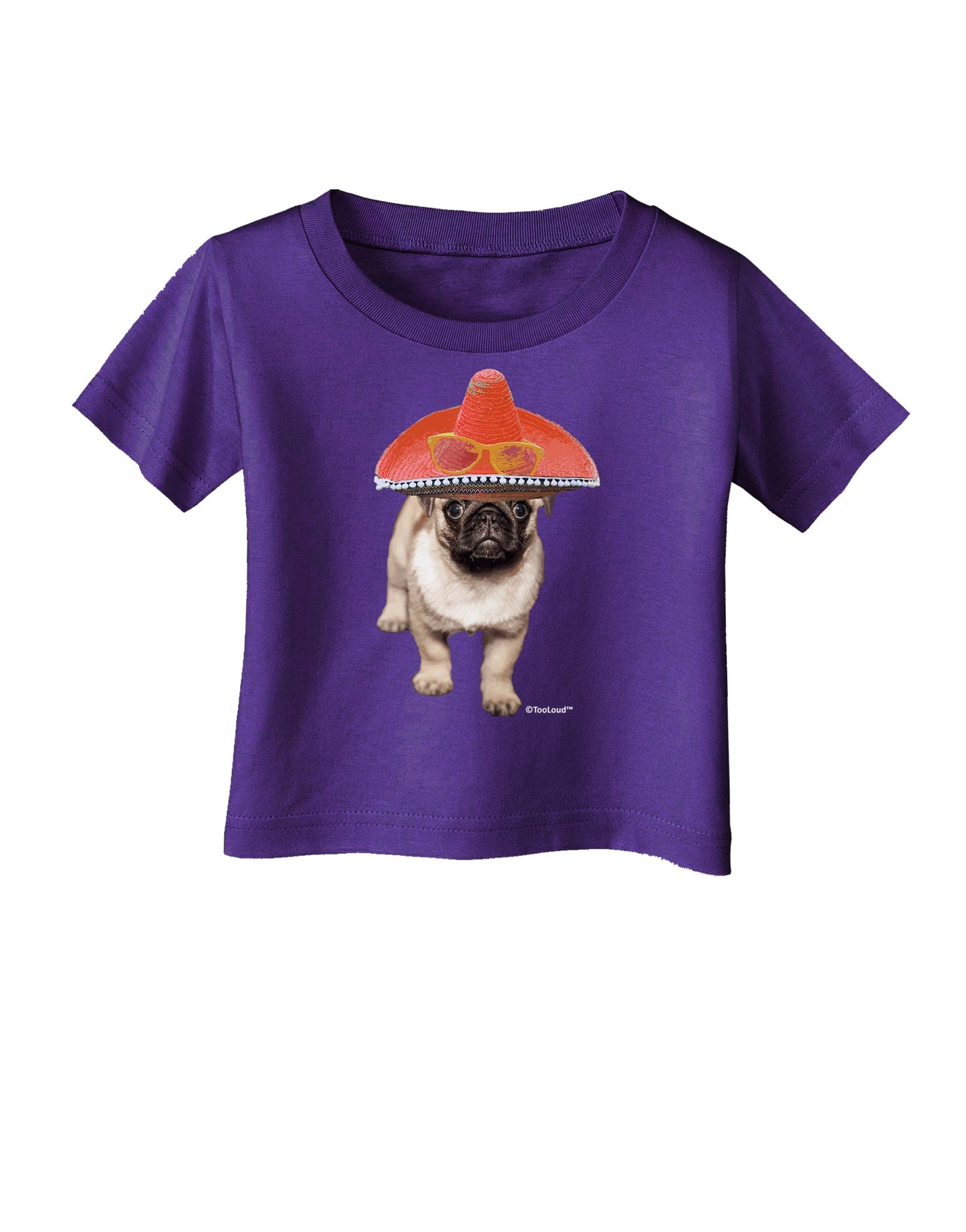 Pug Dog with Pink Sombrero Infant T-Shirt Dark by TooLoud-Infant T-Shirt-TooLoud-Purple-06-Months-Davson Sales