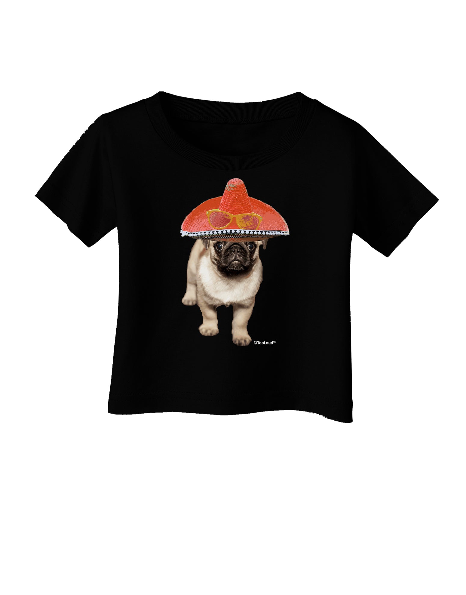 Pug Dog with Pink Sombrero Infant T-Shirt Dark by TooLoud-Infant T-Shirt-TooLoud-Black-06-Months-Davson Sales