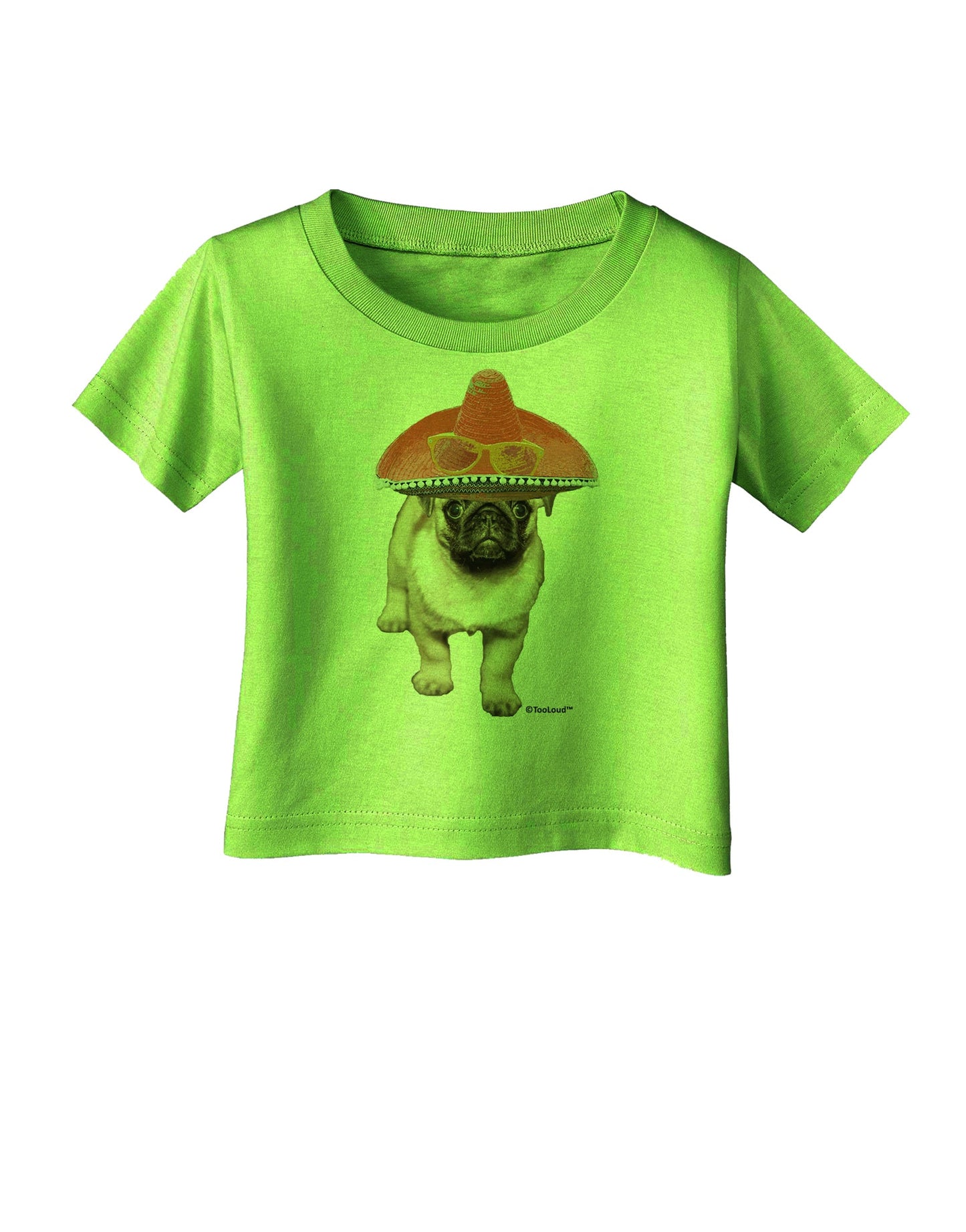 Pug Dog with Pink Sombrero Infant T-Shirt by TooLoud-Infant T-Shirt-TooLoud-Lime-Green-06-Months-Davson Sales