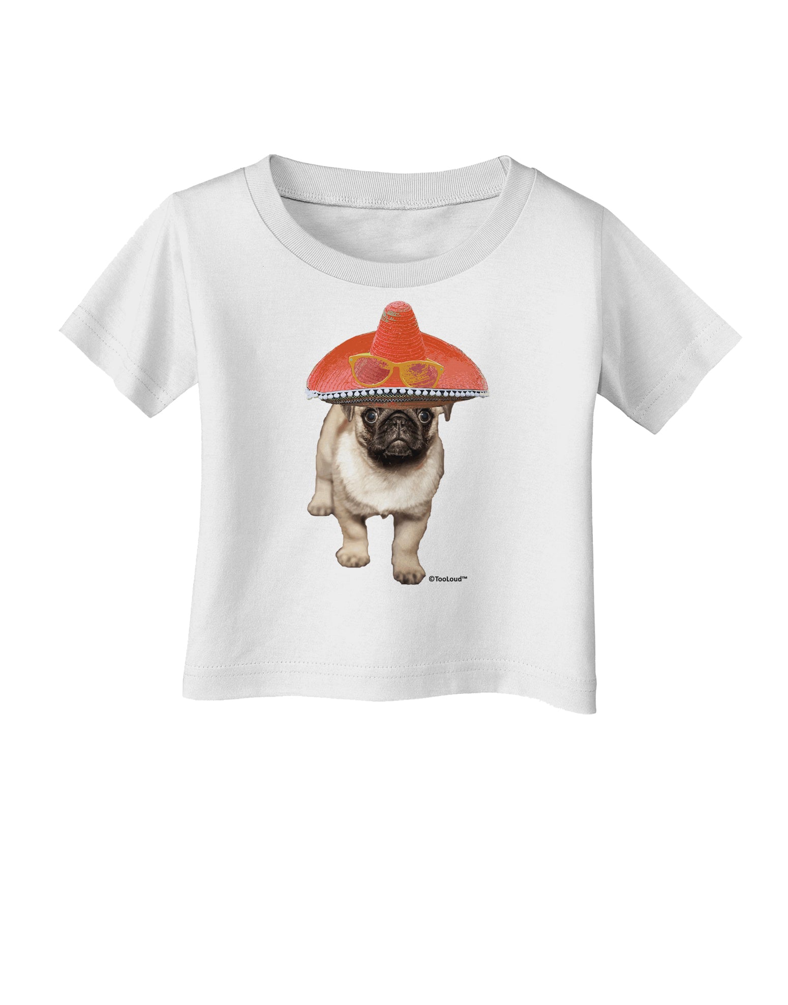 Pug Dog with Pink Sombrero Infant T-Shirt by TooLoud-Infant T-Shirt-TooLoud-White-06-Months-Davson Sales