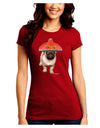 Pug Dog with Pink Sombrero Juniors Crew Dark T-Shirt by TooLoud-T-Shirts Juniors Tops-TooLoud-Red-Juniors Fitted Small-Davson Sales