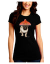 Pug Dog with Pink Sombrero Juniors Crew Dark T-Shirt by TooLoud-T-Shirts Juniors Tops-TooLoud-Black-Juniors Fitted Small-Davson Sales