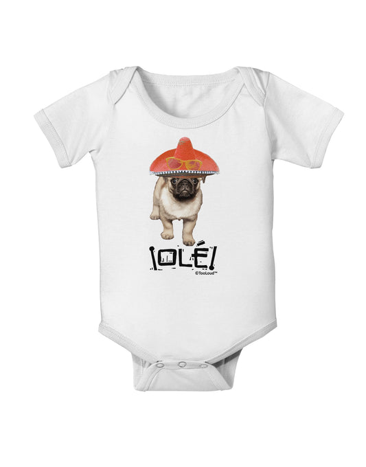 Pug Dog with Pink Sombrero - Ole Baby Romper Bodysuit by TooLoud-Baby Romper-TooLoud-White-06-Months-Davson Sales