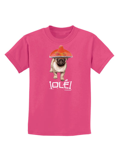 Pug Dog with Pink Sombrero - Ole Childrens Dark T-Shirt by TooLoud-Childrens T-Shirt-TooLoud-Sangria-X-Small-Davson Sales