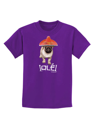 Pug Dog with Pink Sombrero - Ole Childrens Dark T-Shirt by TooLoud-Childrens T-Shirt-TooLoud-Purple-X-Small-Davson Sales