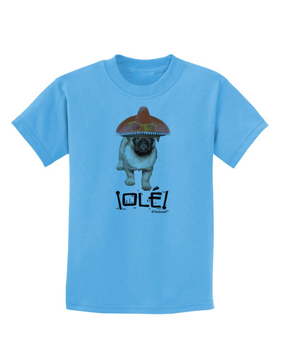 Pug Dog with Pink Sombrero - Ole Childrens T-Shirt by TooLoud-Childrens T-Shirt-TooLoud-Aquatic-Blue-X-Small-Davson Sales