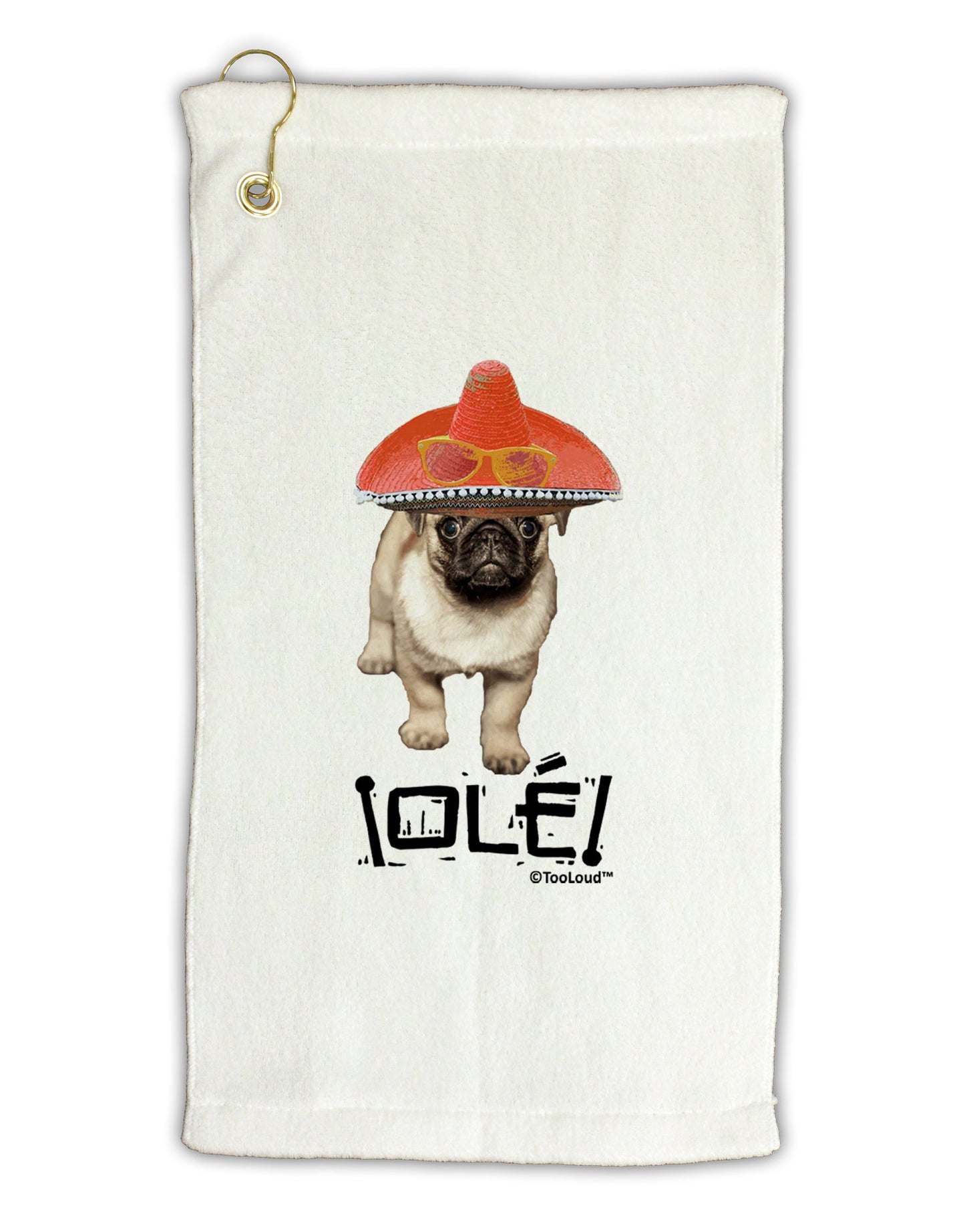 Pug Dog with Pink Sombrero - Ole Micro Terry Gromet Golf Towel 16 x 25 inch by TooLoud-Golf Towel-TooLoud-White-Davson Sales
