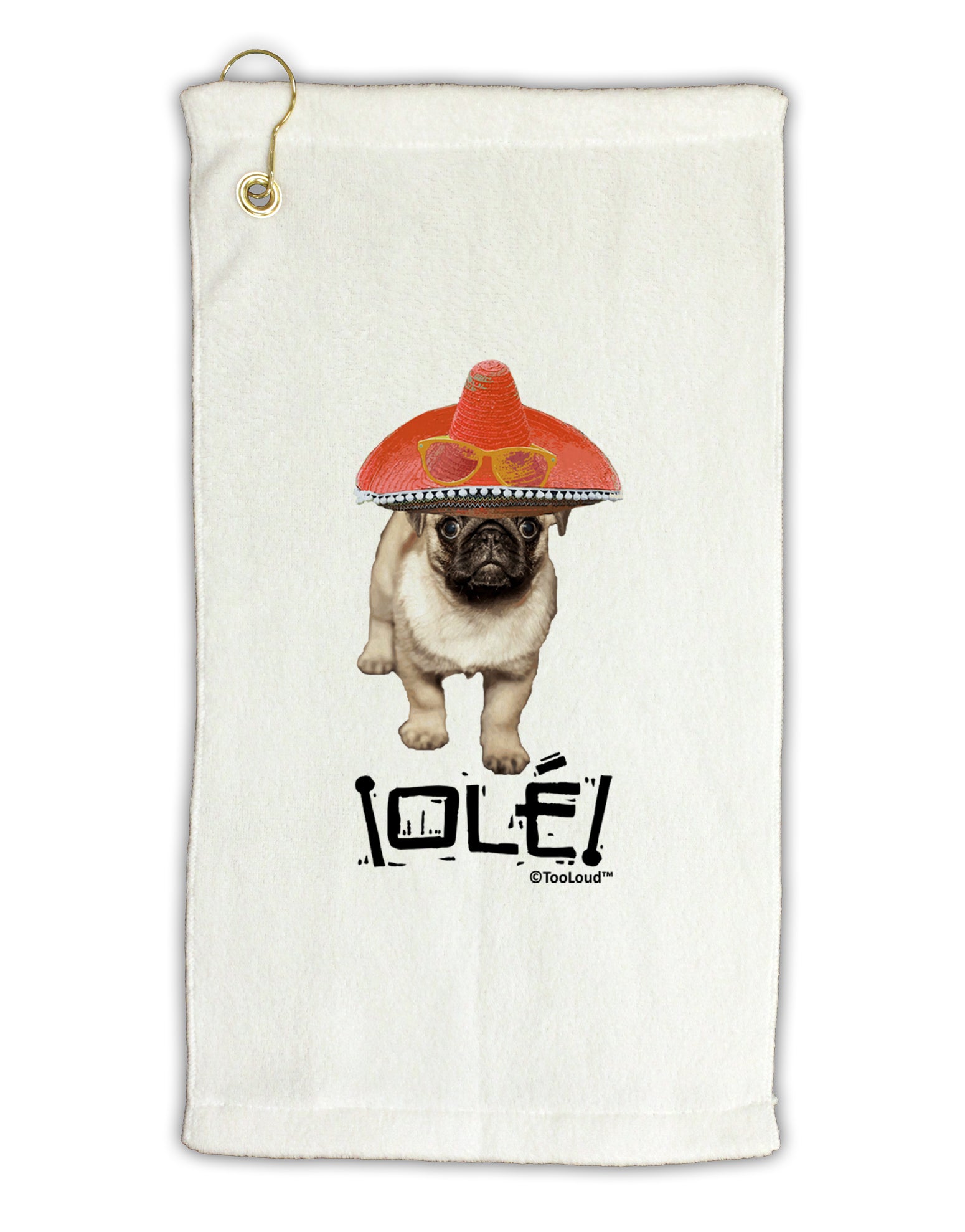Pug Dog with Pink Sombrero - Ole Micro Terry Gromet Golf Towel 16 x 25 inch by TooLoud-Golf Towel-TooLoud-White-Davson Sales