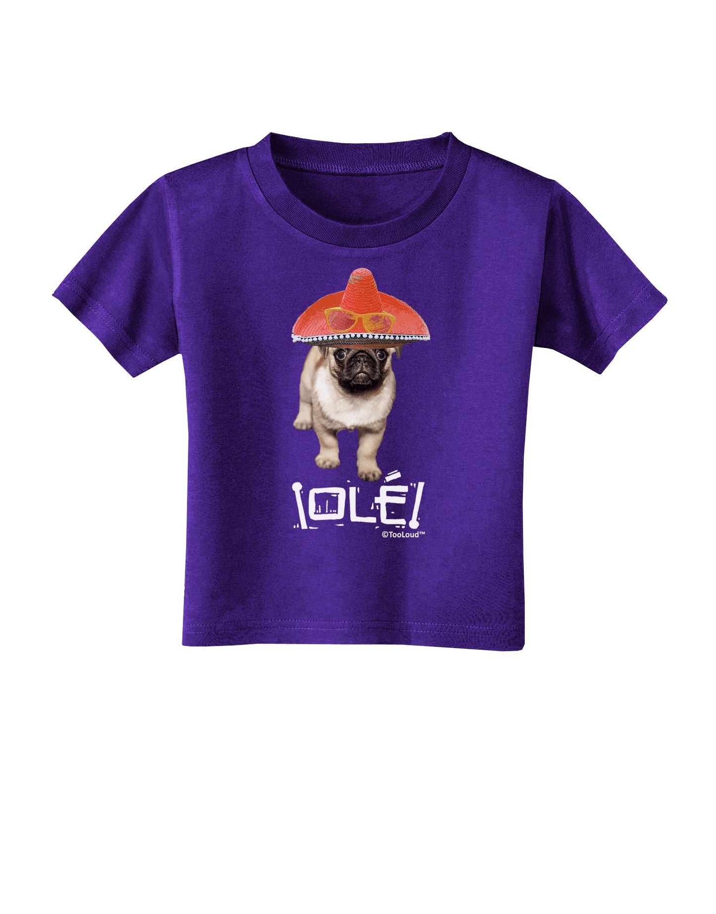 Pug Dog with Pink Sombrero - Ole Toddler T-Shirt Dark by TooLoud-Toddler T-Shirt-TooLoud-Purple-2T-Davson Sales