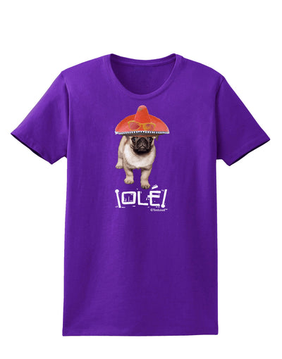 Pug Dog with Pink Sombrero - Ole Womens Dark T-Shirt by TooLoud-Womens T-Shirt-TooLoud-Purple-X-Small-Davson Sales