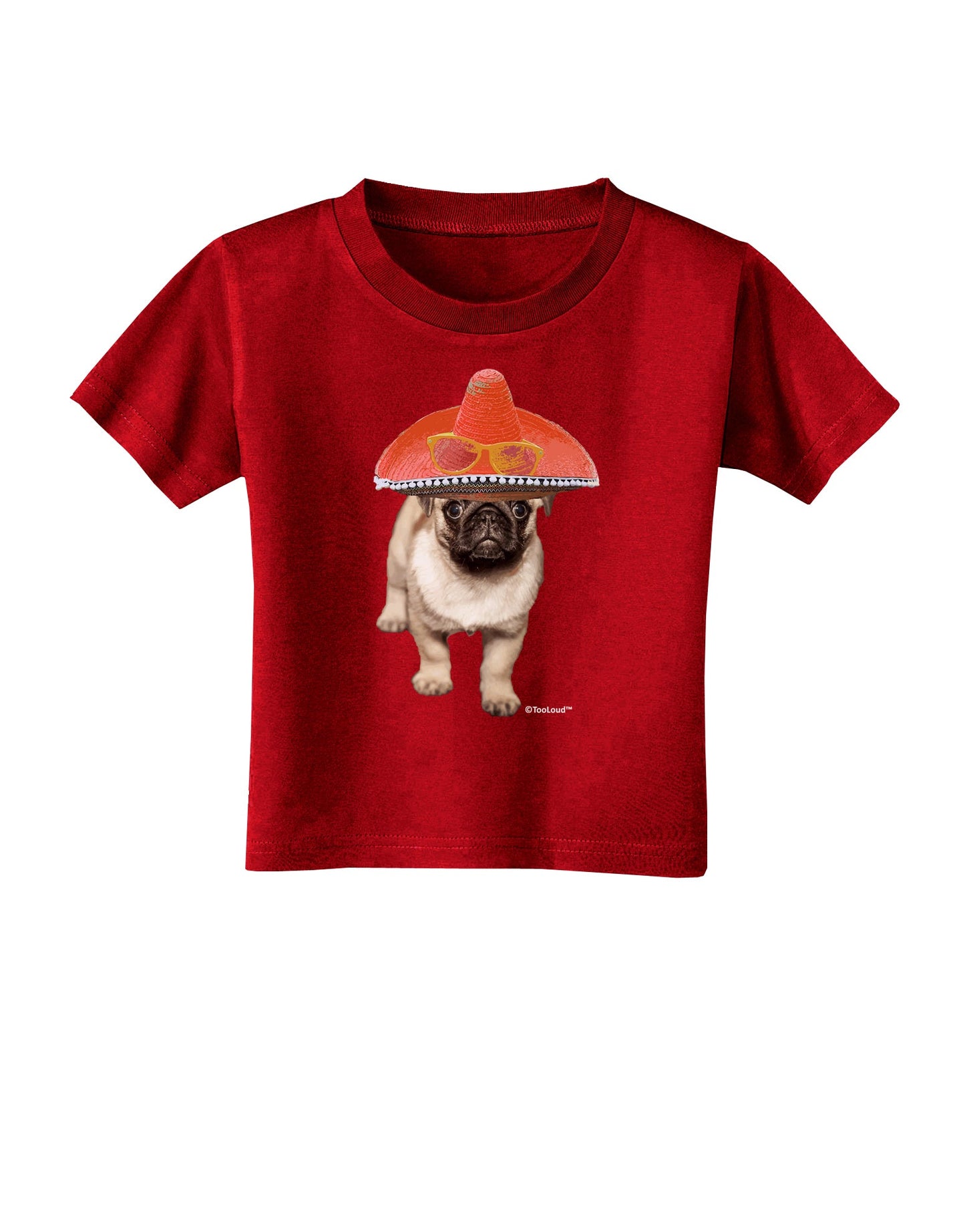 Pug Dog with Pink Sombrero Toddler T-Shirt Dark by TooLoud-Toddler T-Shirt-TooLoud-Red-2T-Davson Sales