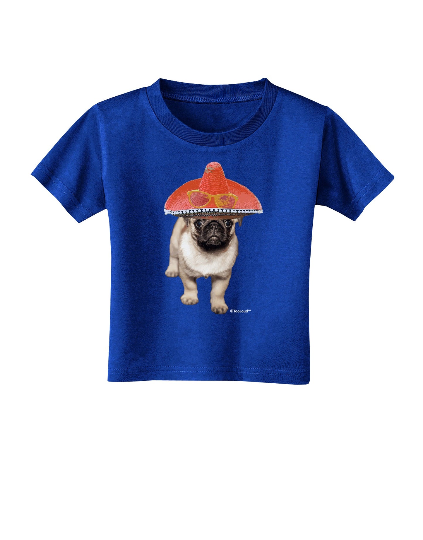 Pug Dog with Pink Sombrero Toddler T-Shirt Dark by TooLoud-Toddler T-Shirt-TooLoud-Royal-Blue-2T-Davson Sales