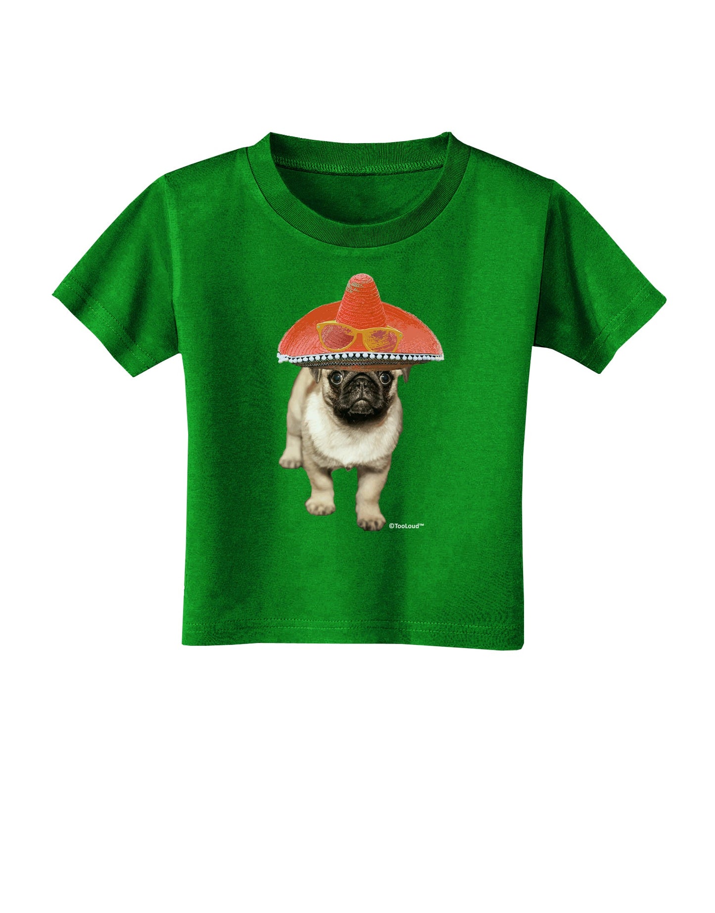 Pug Dog with Pink Sombrero Toddler T-Shirt Dark by TooLoud-Toddler T-Shirt-TooLoud-Clover-Green-2T-Davson Sales