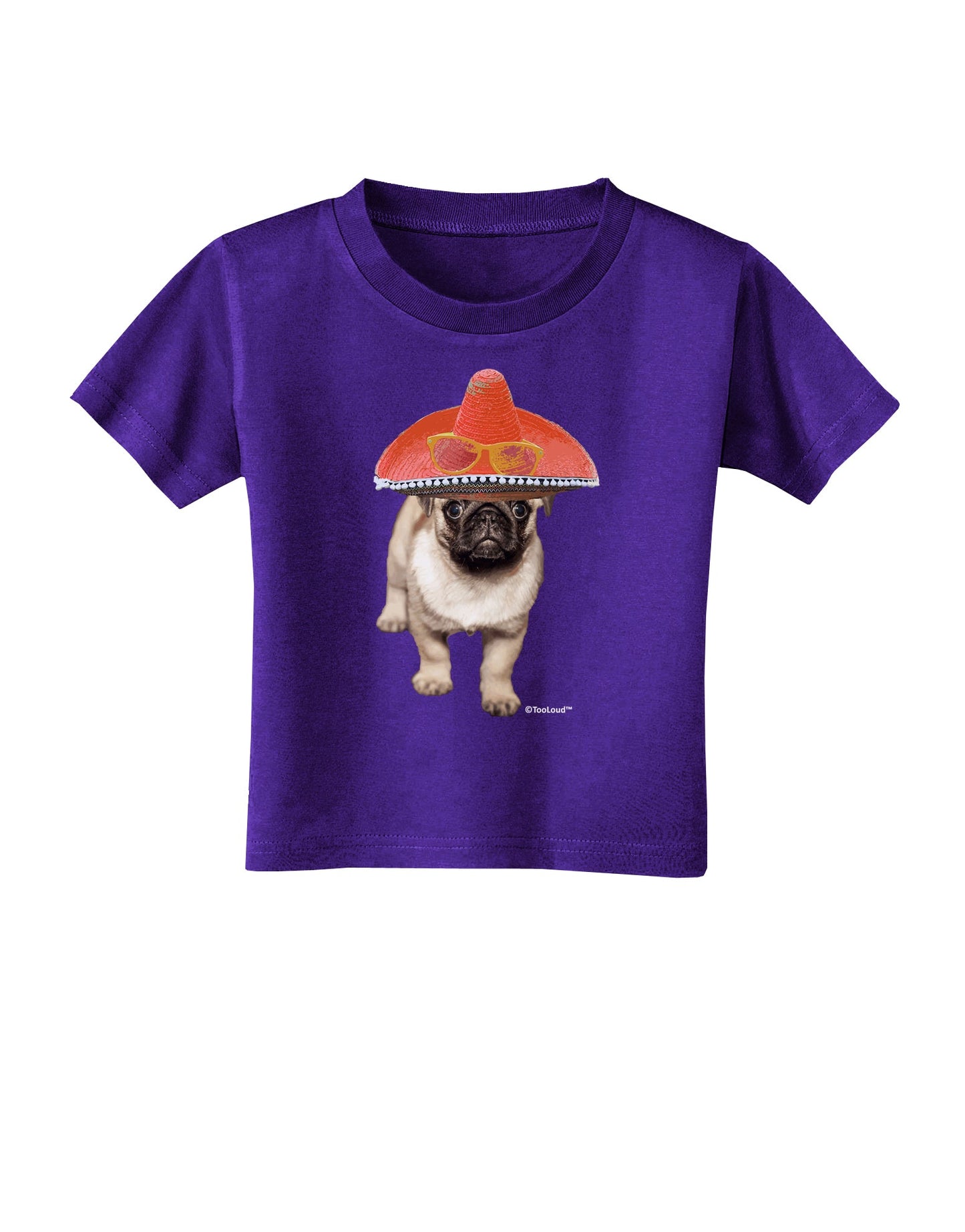 Pug Dog with Pink Sombrero Toddler T-Shirt Dark by TooLoud-Toddler T-Shirt-TooLoud-Purple-2T-Davson Sales