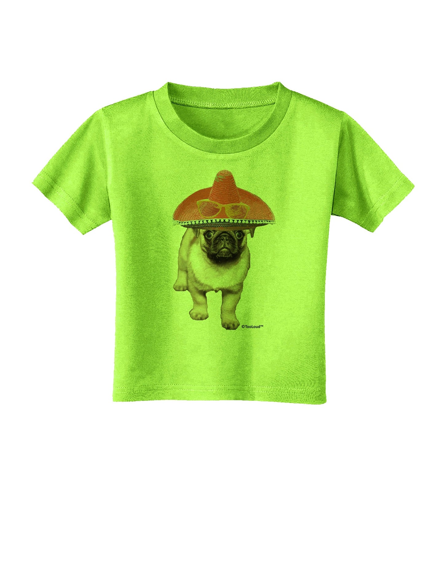 Pug Dog with Pink Sombrero Toddler T-Shirt by TooLoud-Toddler T-Shirt-TooLoud-Lime-Green-2T-Davson Sales