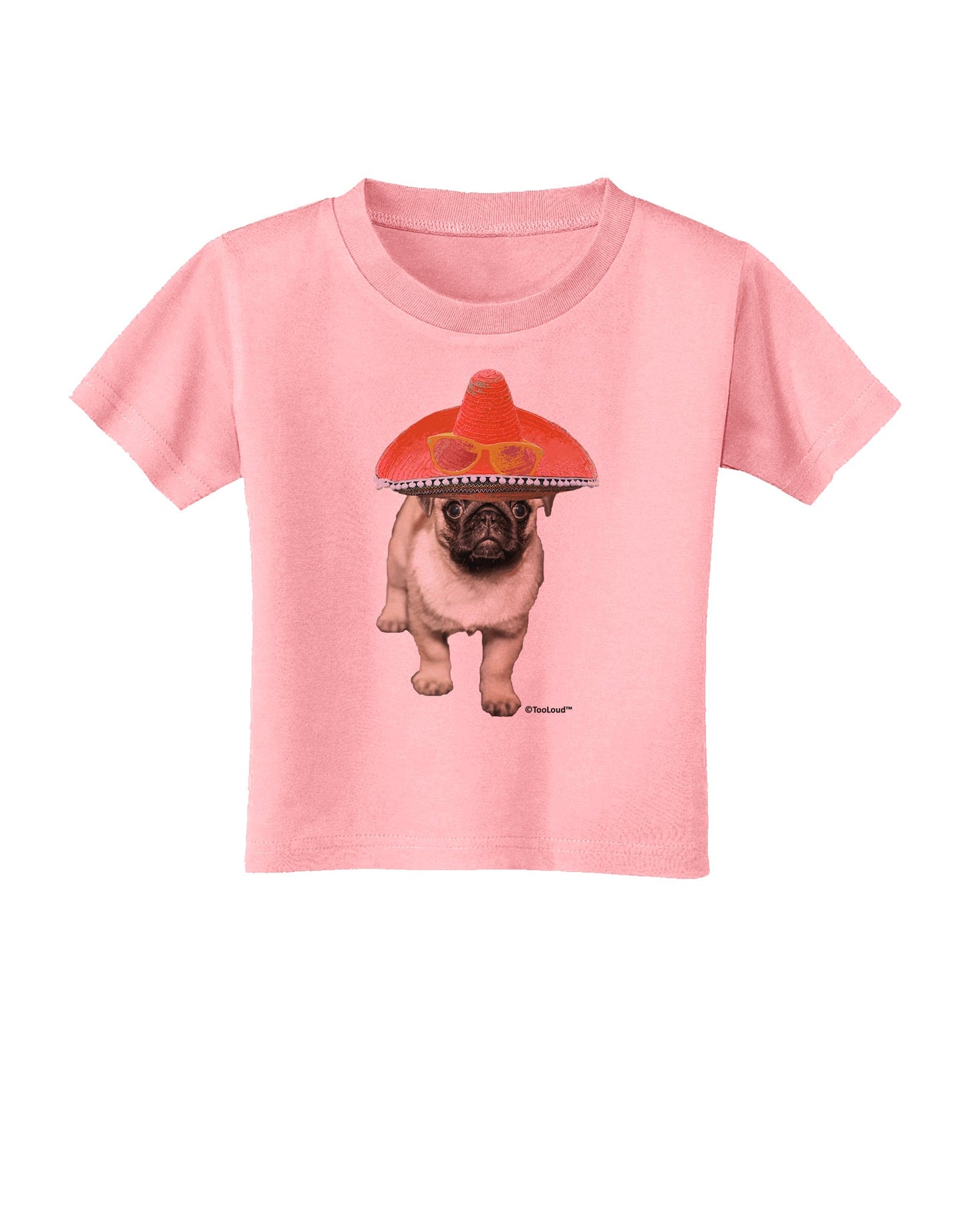 Pug Dog with Pink Sombrero Toddler T-Shirt by TooLoud-Toddler T-Shirt-TooLoud-Candy-Pink-2T-Davson Sales