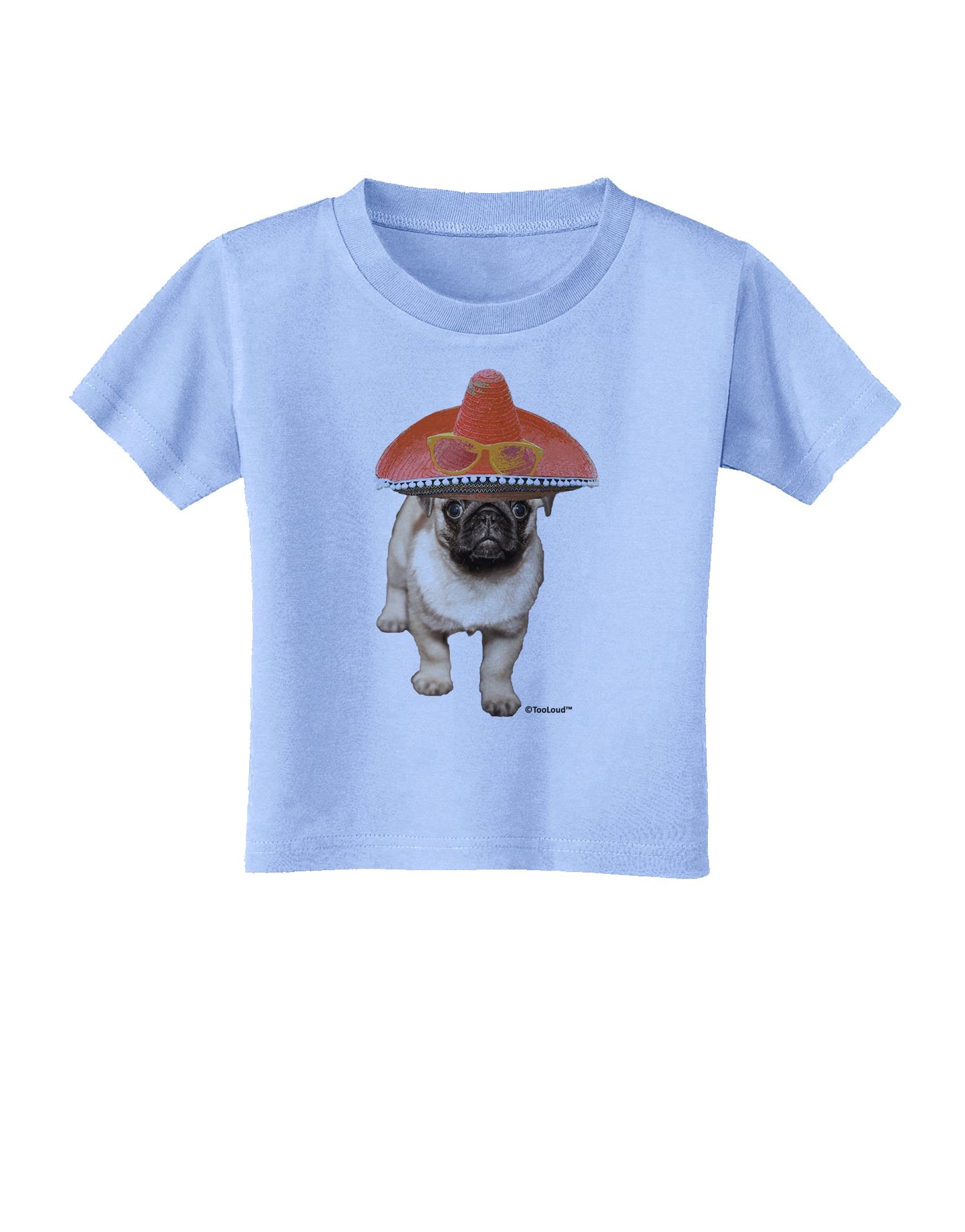 Pug Dog with Pink Sombrero Toddler T-Shirt by TooLoud-Toddler T-Shirt-TooLoud-Aquatic-Blue-2T-Davson Sales