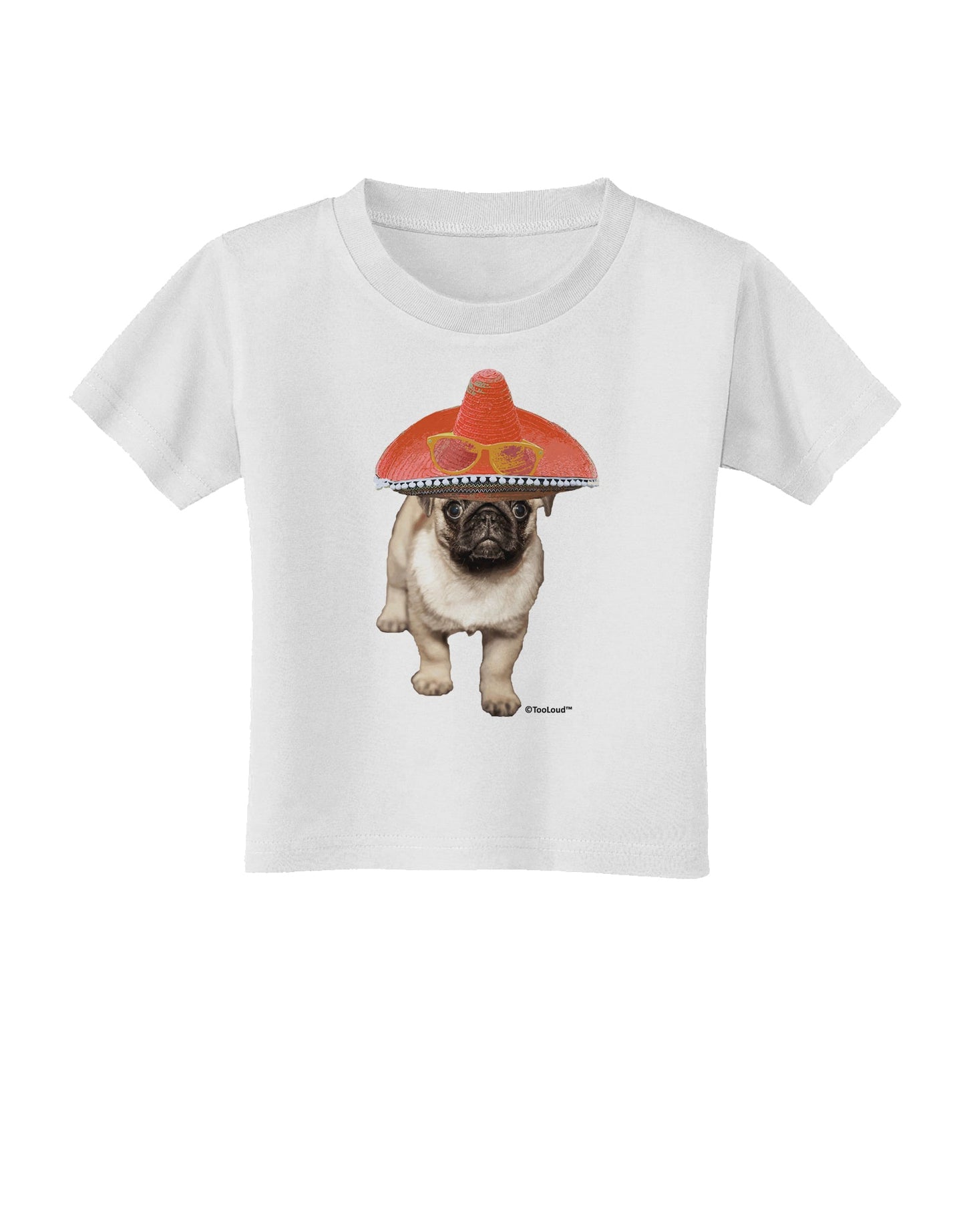 Pug Dog with Pink Sombrero Toddler T-Shirt by TooLoud-Toddler T-Shirt-TooLoud-White-2T-Davson Sales