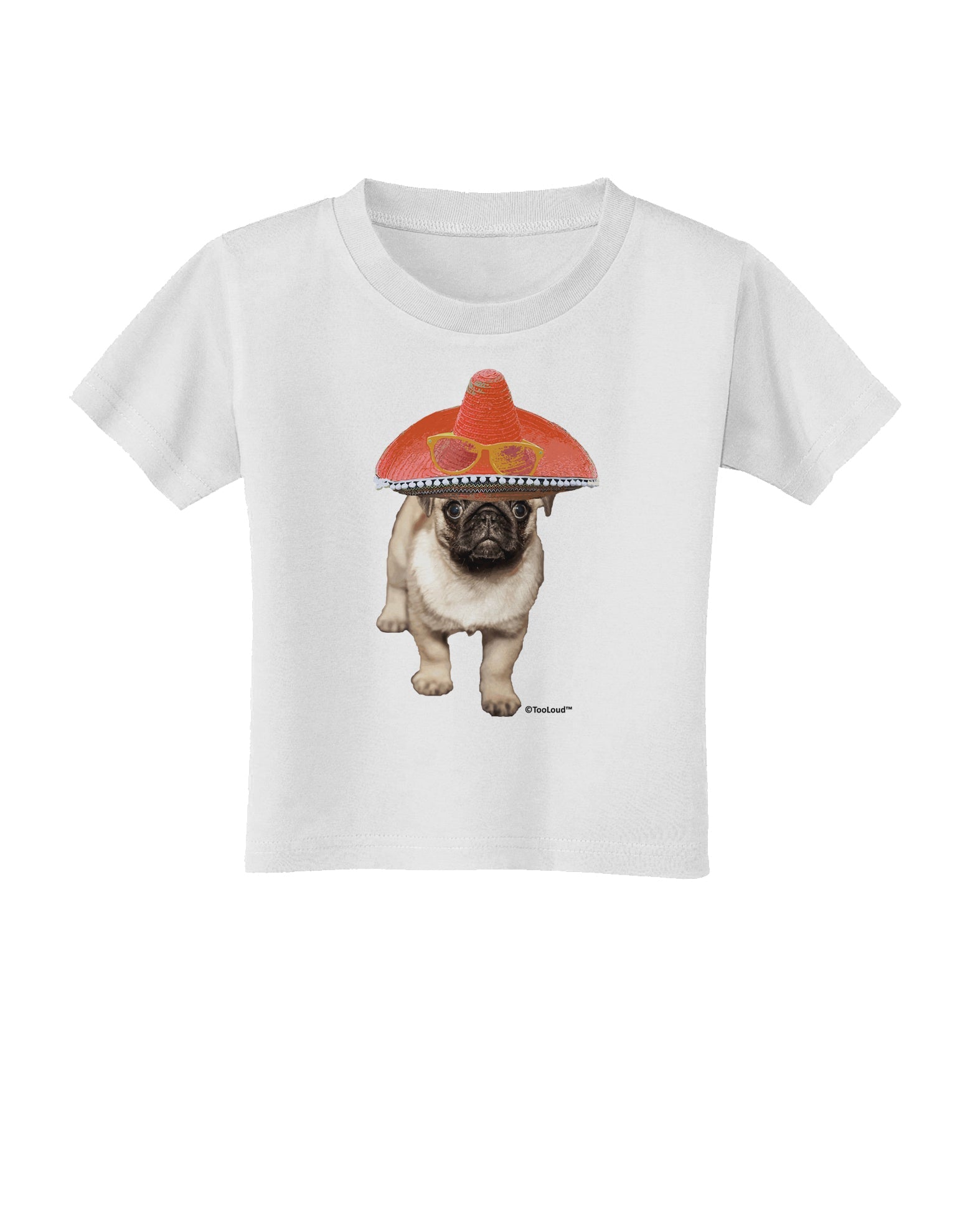 Pug Dog with Pink Sombrero Toddler T-Shirt by TooLoud-Toddler T-Shirt-TooLoud-White-2T-Davson Sales
