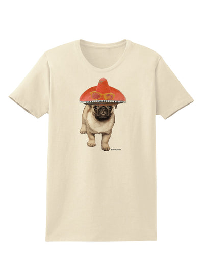 Pug Dog with Pink Sombrero Womens T-Shirt by TooLoud-Womens T-Shirt-TooLoud-Natural-X-Small-Davson Sales