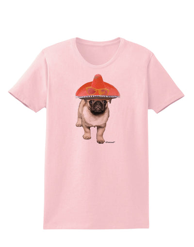 Pug Dog with Pink Sombrero Womens T-Shirt by TooLoud-Womens T-Shirt-TooLoud-PalePink-X-Small-Davson Sales