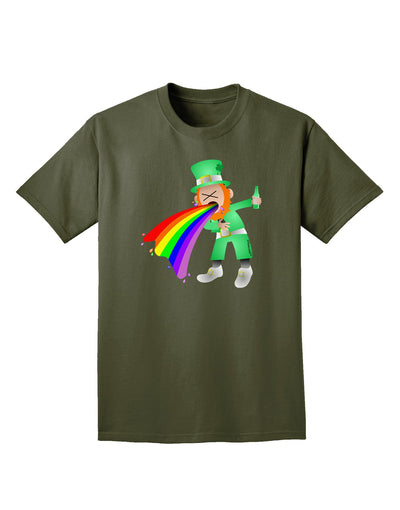 Puking Rainbow Leprechaun Adult Dark T-Shirt-Mens T-Shirt-TooLoud-Military-Green-Small-Davson Sales