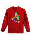 Puking Rainbow Leprechaun Adult Long Sleeve Dark T-Shirt-TooLoud-Red-Small-Davson Sales