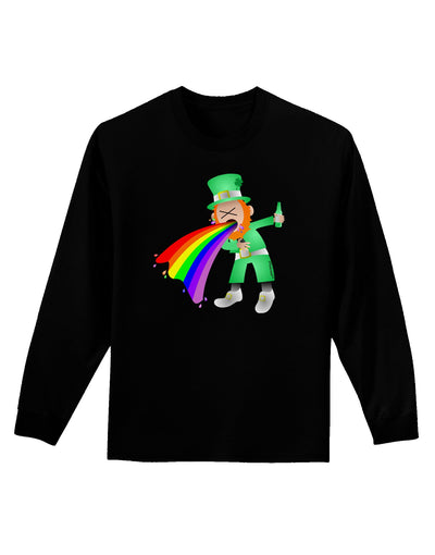 Puking Rainbow Leprechaun Adult Long Sleeve Dark T-Shirt-TooLoud-Black-Small-Davson Sales