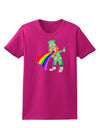 Puking Rainbow Leprechaun Womens Dark T-Shirt-TooLoud-Hot-Pink-Small-Davson Sales