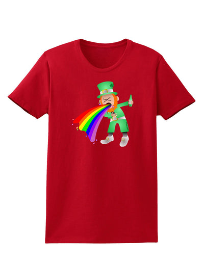 Puking Rainbow Leprechaun Womens Dark T-Shirt-TooLoud-Red-X-Small-Davson Sales