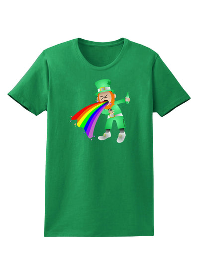 Puking Rainbow Leprechaun Womens Dark T-Shirt-TooLoud-Kelly-Green-X-Small-Davson Sales