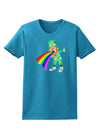 Puking Rainbow Leprechaun Womens Dark T-Shirt-TooLoud-Turquoise-X-Small-Davson Sales