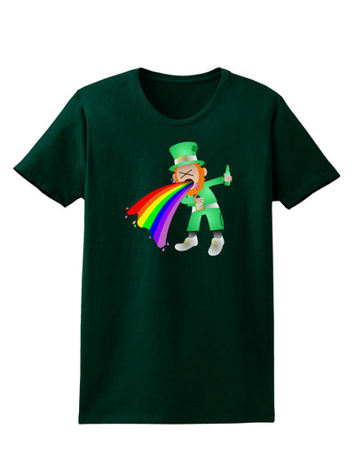 Puking Rainbow Leprechaun Womens Dark T-Shirt-TooLoud-Forest-Green-Small-Davson Sales