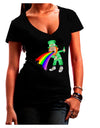 Puking Rainbow Leprechaun Womens V-Neck Dark T-Shirt-Womens V-Neck T-Shirts-TooLoud-Black-Juniors Fitted Small-Davson Sales