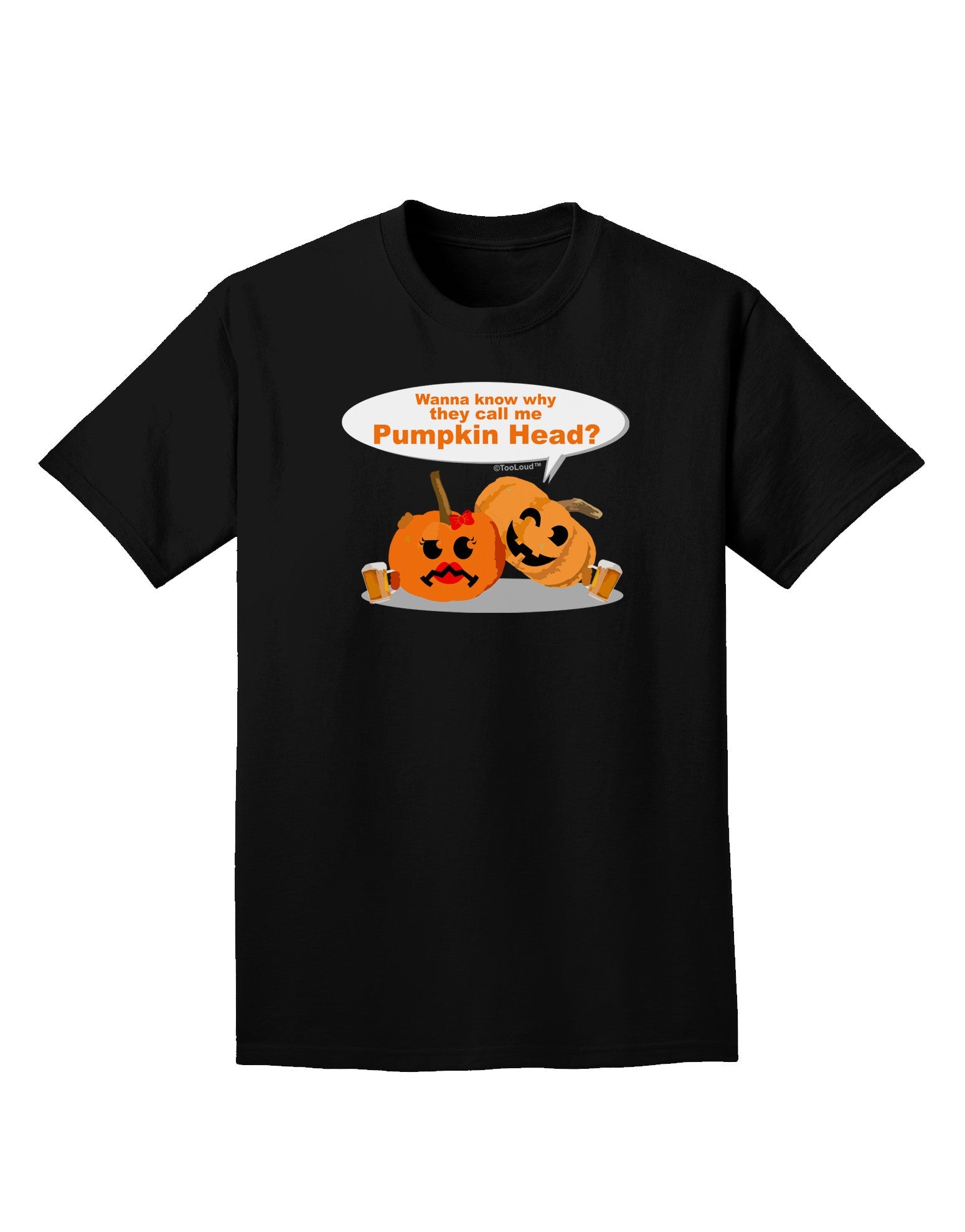 Pumpkin Head Adult Dark T-Shirt-Mens T-Shirt-TooLoud-Black-Small-Davson Sales