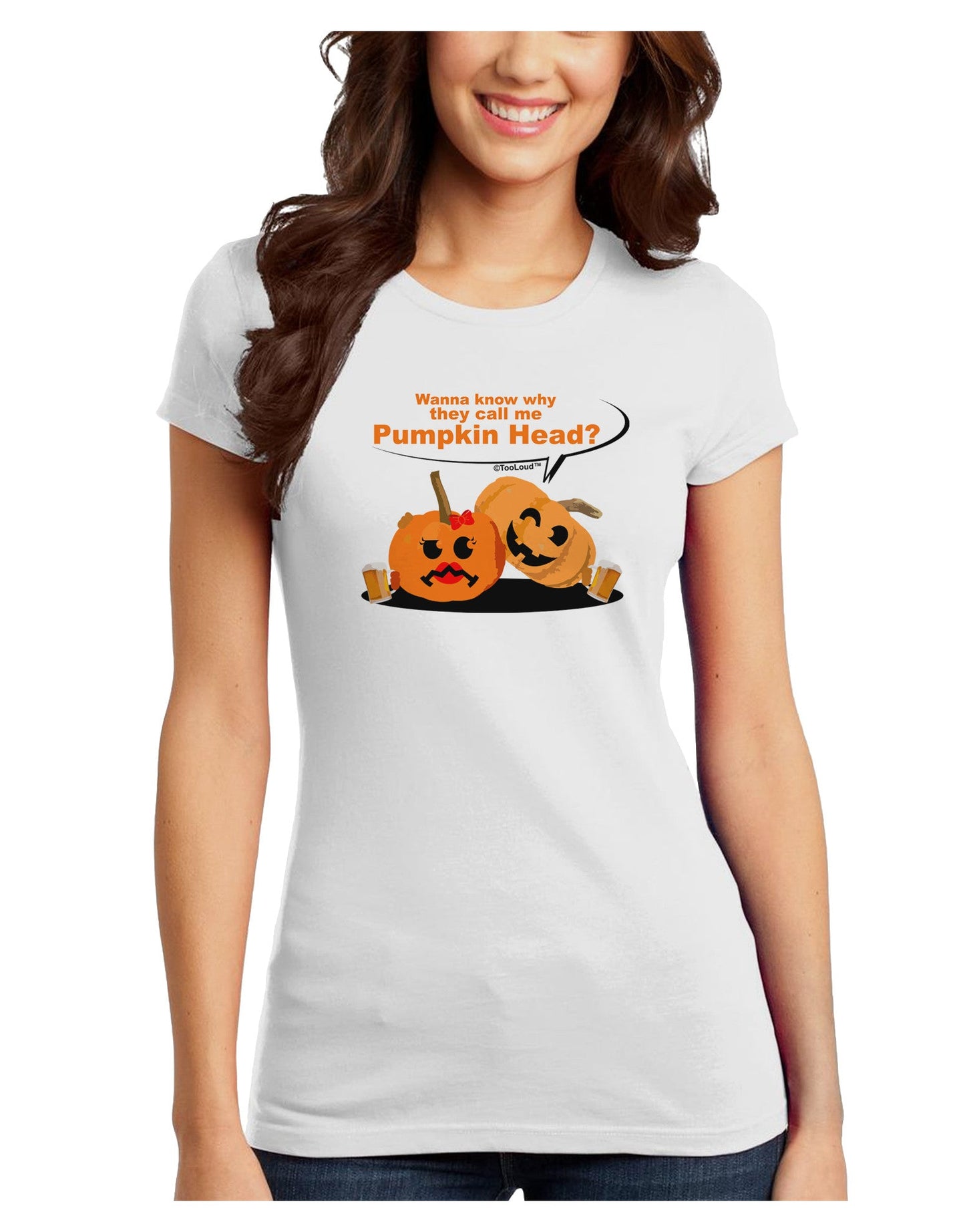 Pumpkin Head Juniors T-Shirt-Womens Juniors T-Shirt-TooLoud-White-Juniors Fitted X-Small-Davson Sales