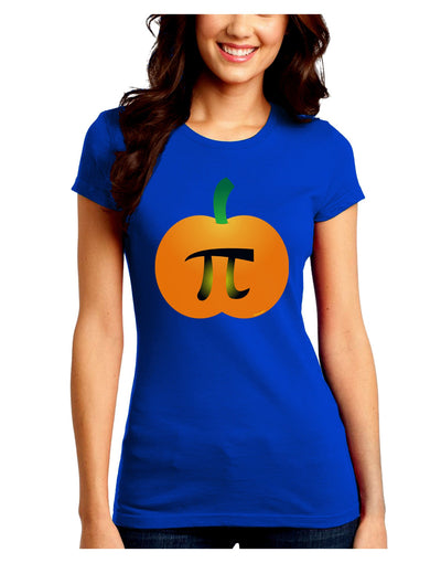 Pumpkin Pi Pumpkin Pie Thanksgiving Juniors Crew Dark T-Shirt-T-Shirts Juniors Tops-TooLoud-Royal-Blue-Juniors Fitted Small-Davson Sales