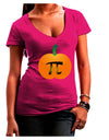 Pumpkin Pi Pumpkin Pie Thanksgiving Juniors V-Neck Dark T-Shirt-Womens V-Neck T-Shirts-TooLoud-Hot-Pink-Small-Davson Sales