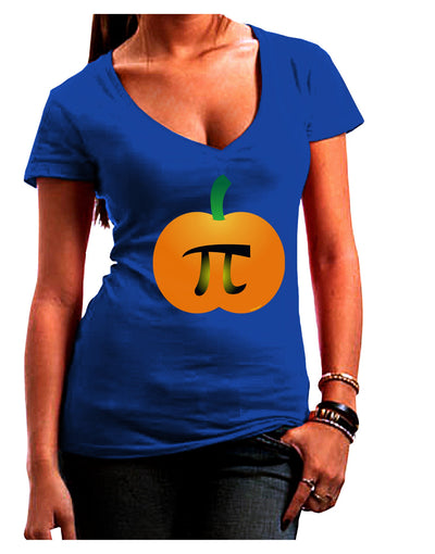 Pumpkin Pi Pumpkin Pie Thanksgiving Juniors V-Neck Dark T-Shirt-Womens V-Neck T-Shirts-TooLoud-Royal-Blue-Small-Davson Sales