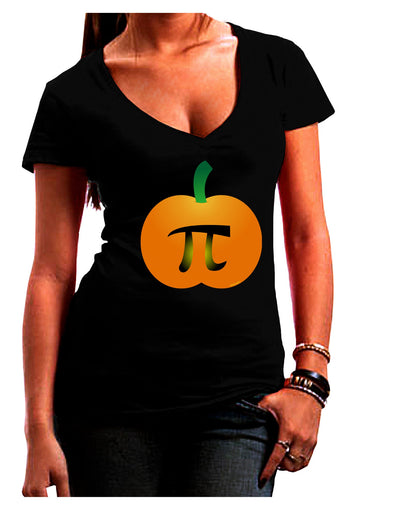 Pumpkin Pi Pumpkin Pie Thanksgiving Juniors V-Neck Dark T-Shirt-Womens V-Neck T-Shirts-TooLoud-Black-Small-Davson Sales