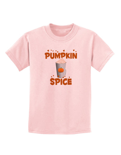 Pumpkin Spice Latte Hearts Childrens T-Shirt-Childrens T-Shirt-TooLoud-PalePink-X-Small-Davson Sales