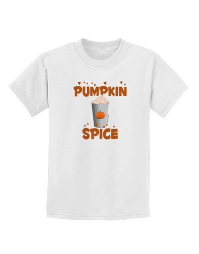 Pumpkin Spice Latte Hearts Childrens T-Shirt-Childrens T-Shirt-TooLoud-White-X-Small-Davson Sales