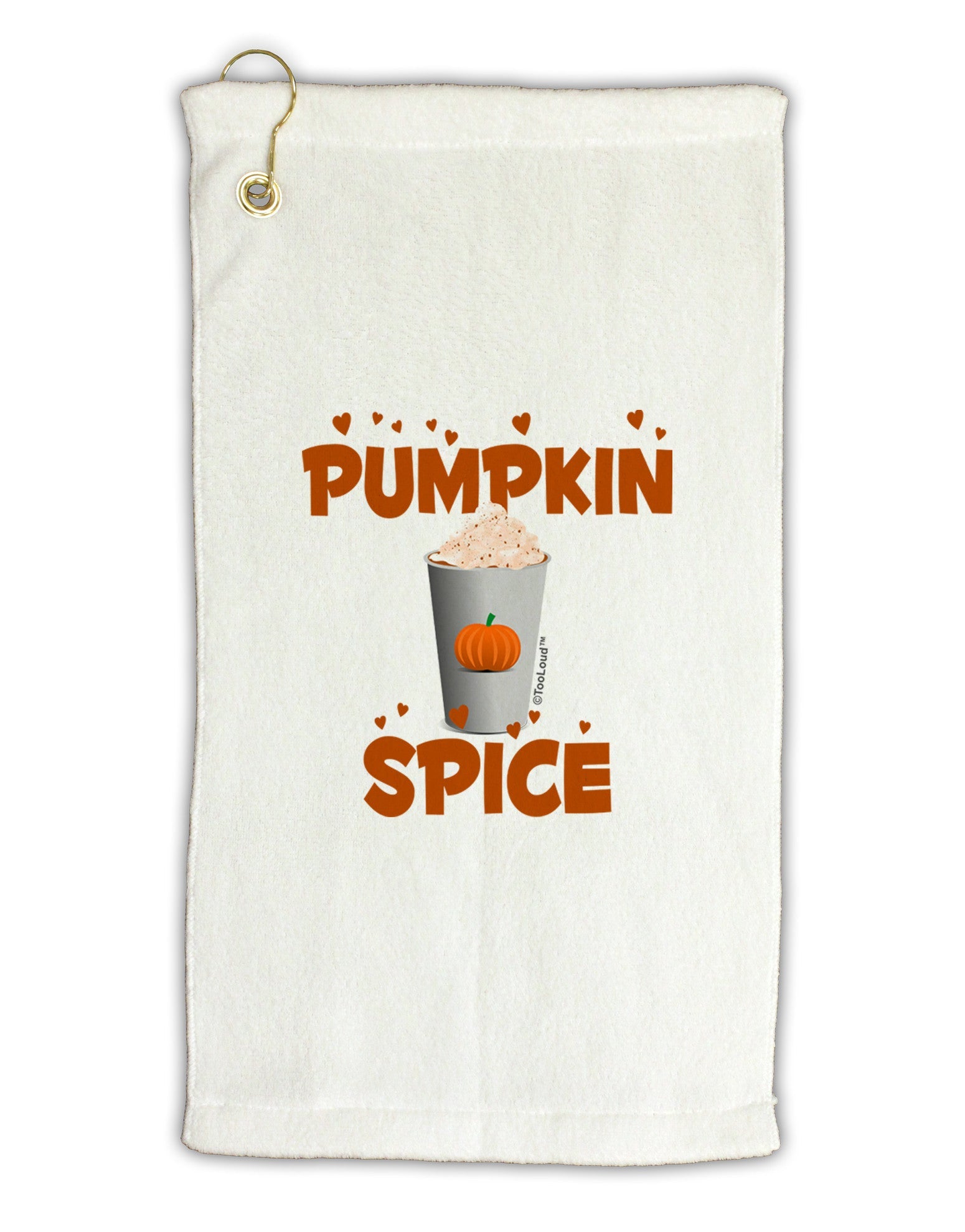 Pumpkin Spice Latte Hearts Micro Terry Gromet Golf Towel 16 x 25 inch-Golf Towel-TooLoud-White-Davson Sales