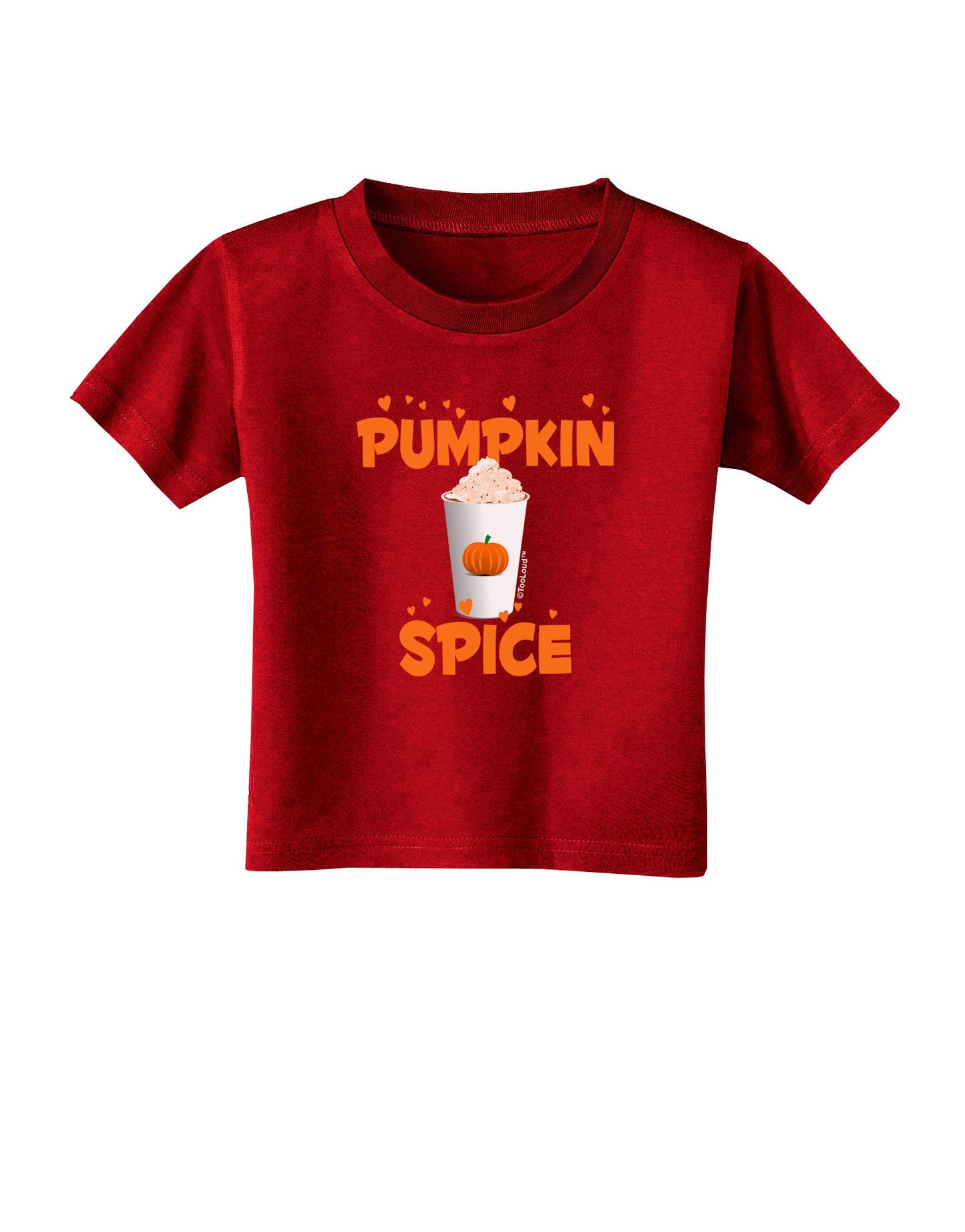 Pumpkin Spice Latte Hearts Toddler T-Shirt Dark-Toddler T-Shirt-TooLoud-Red-2T-Davson Sales