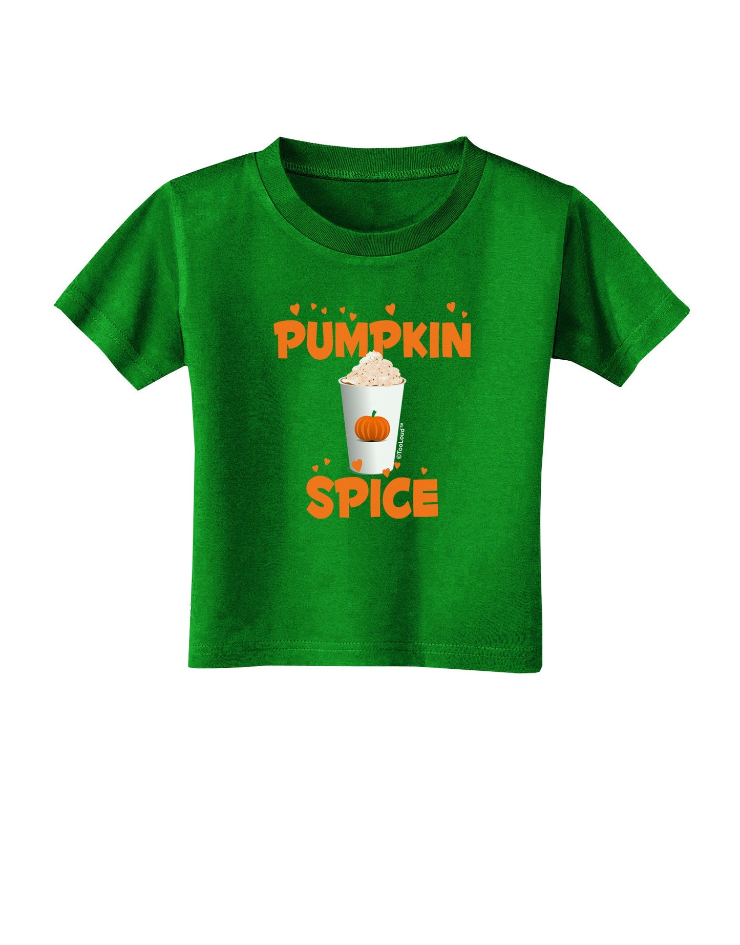 Pumpkin Spice Latte Hearts Toddler T-Shirt Dark-Toddler T-Shirt-TooLoud-Clover-Green-2T-Davson Sales