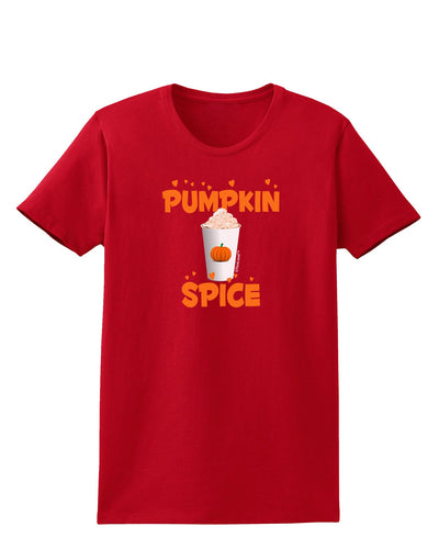 Pumpkin Spice Latte Hearts Womens Dark T-Shirt-TooLoud-Red-X-Small-Davson Sales